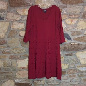 Liz Claiborne Deep Red Long Sleeve Dress
